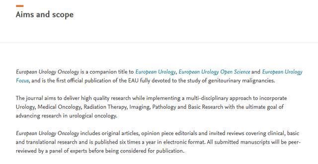 免费期刊(9)：影响因子8+的TOP期刊,EAU首本泌尿学肿瘤专刊,可免版面费,还审稿快！