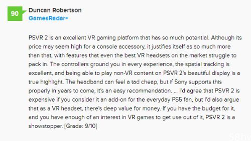 Playstation VR2 M站好评如潮：整体体验全面升级