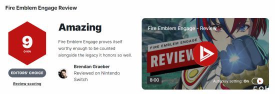 《火纹ENGAGE》IGN9分：战斗体验优秀 成就感十足