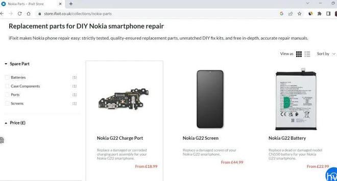 iFixit 已上架Nokia G22手机零件，承诺供应5年时间