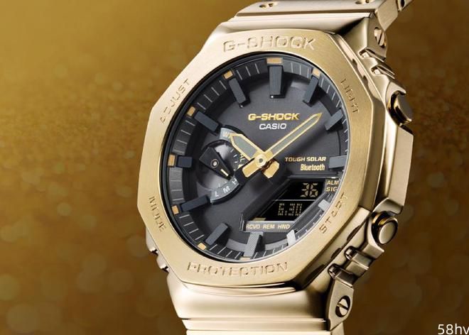 卡西欧发布黄金配色 G-SHOCK 手表：金属材质，支持蓝牙连接