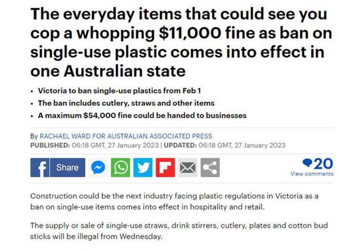 澳大利亚一州将禁用一次性塑料制品，违者最高罚36.6万元