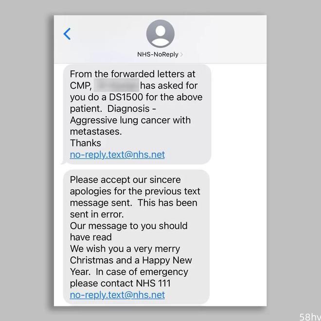 英国一诊所发“圣诞祝福短信”：你被诊断为侵略性肺癌且已转移