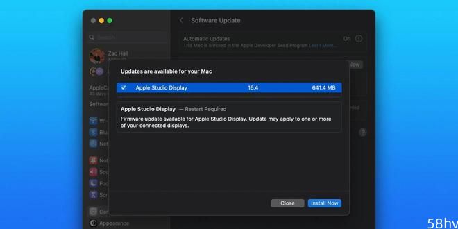 苹果为 Studio Display 发布 16.4 固件更新，大小为 641.4MB