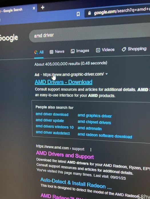 谷歌和必应犯错误：“amd driver”搜索结果首位是恶意网站广告