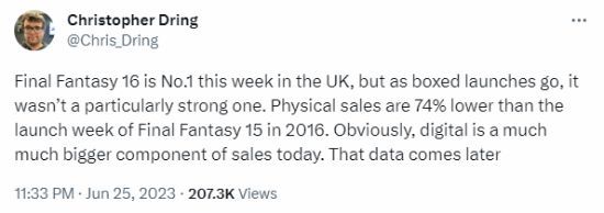 《FF16》英国首周实体销量第一！但不如《FF15》